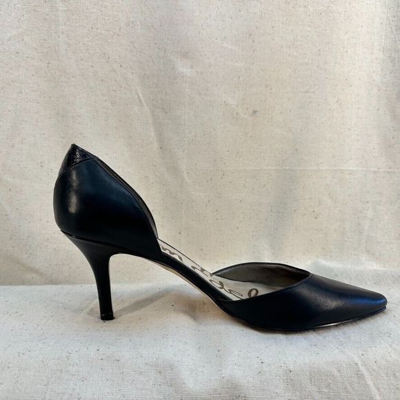 Sam Edelman Jaina Pointed Toe Demi Pump Women 9.5 EU41 Black Leather Sexy Heels - Picture 9 of 12